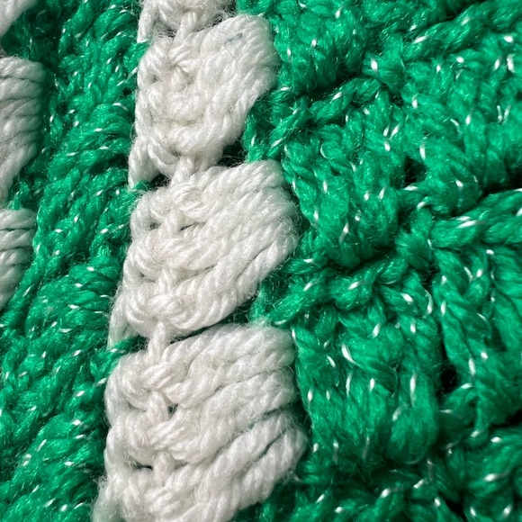 Sweaters - Handmade knit Green & White Shawl/cardigan